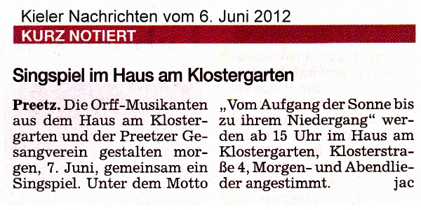 Orff-Musikanten - Haus am Klosterarten - 7.6.2012