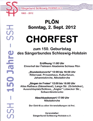 Plakat des SSH füer Plön am 2.9.2012